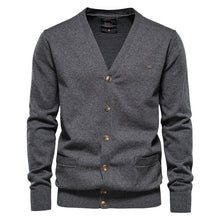 Load image into Gallery viewer, AIOPESON Argyle, Solid Men&#39;s Cardigan Casual; Quality Zipper; Cotton; Fashionable
