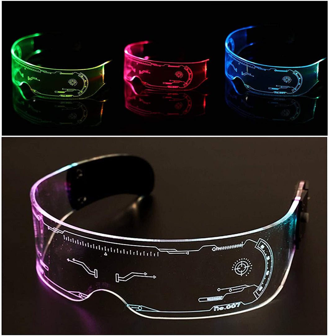 7 Color LED Decorative Cyber Glasses; Colorful Luminous Glasses LED Lights