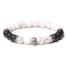 Load image into Gallery viewer, Skull Bracelets For Men Women Natural Stone; 8MM Beads Stretch Bangles
