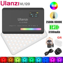 Load image into Gallery viewer, Ulanzi VL120 RGB LED Video Light; Full Color Rechargeable 3100mAh Dimmable 2500-9000K Lamp

