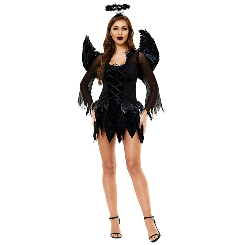 Halloween Cosplay Costumes Feather Angel Fairy Wing Fantasy Ghost Vampire Dress