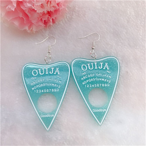 1Pair Women Drop Earrings  Ouija Board  Flatback Glitter Dangle Jewelry
