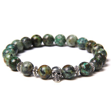 Load image into Gallery viewer, Skull Bracelets For Men Women Natural Stone; 8MM Beads Stretch Bangles
