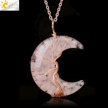 Load image into Gallery viewer, Natural Stone Tree of Life; 7 Chakra Crystal Pendants; Quartz
