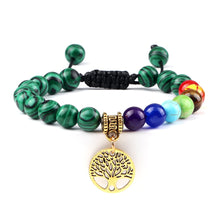 Load image into Gallery viewer, Chakra Life Tree Healing Bracelets (some adjustable); Natural Stone; Reiki; Yoga; Meditation
