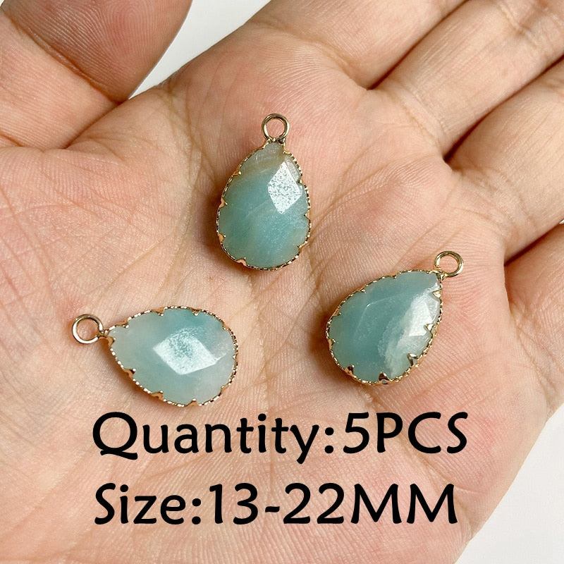 Amazonite Natural Stone; Pendant, Bracelet, Charm; Blue Semi-Precious Jewelry