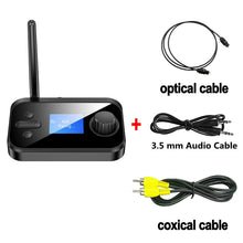 Load image into Gallery viewer, Bluetooth 5.0 Transmitter Receiver Stereo AUX 3.5mm Jack RCA Optical Coaxial Handsfree Wireless Audio Adapter TV PC Car Speaker
