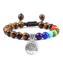 Load image into Gallery viewer, Chakra Life Tree Healing Bracelets (some adjustable); Natural Stone; Reiki; Yoga; Meditation
