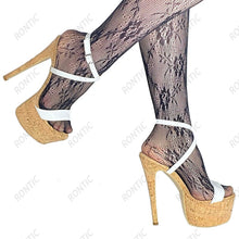 Load image into Gallery viewer, Rontic New Stylish Women Platform Sandals; Cork Pattern; Stiletto Heels; Open Toe; Size USA 6-10.5
