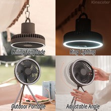 Load image into Gallery viewer, 10000mAh Rechargeable Camping Fan; Desktop; Portable; Wireless with Power Bank LED Lighting Tripod
