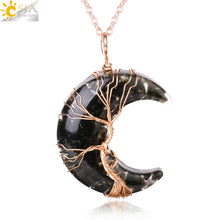 Load image into Gallery viewer, Natural Stone Tree of Life; 7 Chakra Crystal Pendants; Quartz
