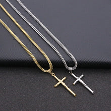 Load image into Gallery viewer, JSBAO High Quality Cross Necklace; Stainless Steel 60CM Chain; Gold or Silver Color
