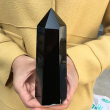 Load image into Gallery viewer, 1PC Natural Obsidian Obelisk; Point Quartz Crystal Wand; Healing 550-600g
