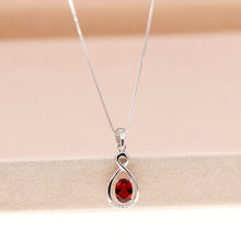 Load image into Gallery viewer, Uloveido Natural Garnet Pendant Necklace for Women, 925 Sterling Silver, 5*7mm January Birthstone Gemstone Wedding Jewelry FN158
