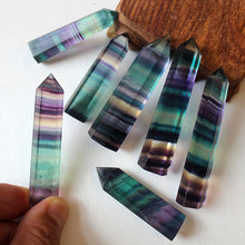 Load image into Gallery viewer, Natural Fluorite Crystal Colorful Striped Fluorite 4-7CM Quartz Crystal Stone Point Healing Hexagonal Wand Treatment Stone

