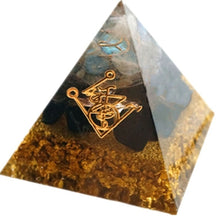 Load image into Gallery viewer, Orgonite Pyramid Muladhara Chakra Natural Obsidian Crystal; Repel Evil Spirits
