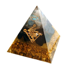 Load image into Gallery viewer, Orgonite Pyramid Muladhara Chakra Natural Obsidian Crystal; Repel Evil Spirits
