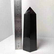 Load image into Gallery viewer, 1PC Natural Obsidian Obelisk; Point Quartz Crystal Wand; Healing 550-600g
