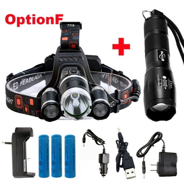 ZK20 LED Headlamp High Lumens 4 Modes T6 18650 Rechargeable Battery Flashlight Waterproof Outdoor Lighting