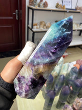 Load image into Gallery viewer, A large natural colored fluorite crystal point natural crystal wand
