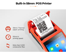 Load image into Gallery viewer, PDA POS Handheld device Pos terminal built in thermal bluetooth printer 58mm wifi Android Rugged PDA Barcode Camera Scaner 1D 2D
