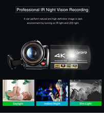 Load image into Gallery viewer, 4K Video Camera/Camcorder Professional; Ordro AC3; IR Night Vision
