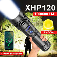Load image into Gallery viewer, Super XHP120 or XHP90 High Powerful Led Flashlights; Rechargeable/ USB
