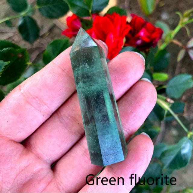 Natural Crystal Jelly 7 Color Single Point Wand; Amethyst Aura Healing Stone & Mineral; Decorative