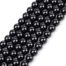 Load image into Gallery viewer, Smooth Black Agates Natural Stone Beads For Jewelry Making Round Onyx Loose Beads 4 6 8 10 12mm Diy Bracelet Necklace 15inches
