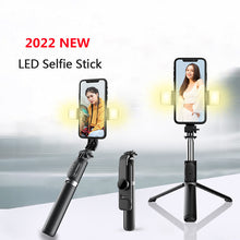 Load image into Gallery viewer, Roreta 2022 NEW Wireless bluetooth selfie stick tripod with fill light shutter remote control for IOS Android smart phone
