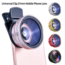 Load image into Gallery viewer, 2 IN 1 Lens Universal Clip 37mm Mobile Phone Lens Professional 0.45x 49uv Super Wide-Angle + Macro HD Lens For iPhone Android
