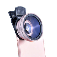 Load image into Gallery viewer, 2 IN 1 Lens Universal Clip 37mm Mobile Phone Lens Professional 0.45x 49uv Super Wide-Angle + Macro HD Lens For iPhone Android
