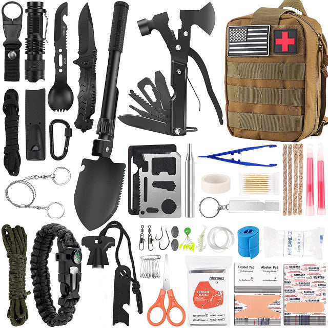 Survival First Aid Kit 142Pcs IFAK; Outdoor Emergency Trauma Bag