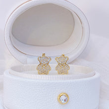 Load image into Gallery viewer, New Design Fashion Jewelry 14K Real Gold Plating AAA Zircon Bear Small Hoop Earrings

