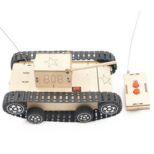Load image into Gallery viewer, Wooden Electric Remote Control Tank Kids DIY Handmade Building Toy STEM Educational Experimental Model Kit Puzzle Toys
