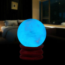 Load image into Gallery viewer, 35MM Blue Luminous Quartz Crystal Sphere Ball Glow In The Dark Stone With Base
