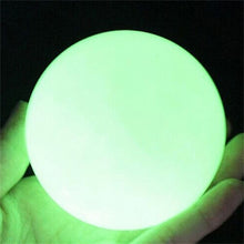 Load image into Gallery viewer, 35MM Green Luminous Quartz Crystal Glow In The Dark Stone Sphere Ball With Base

